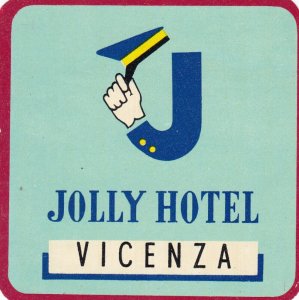 Italy Vicenza Jolly Hotel Vintage Luggage Label sk2284