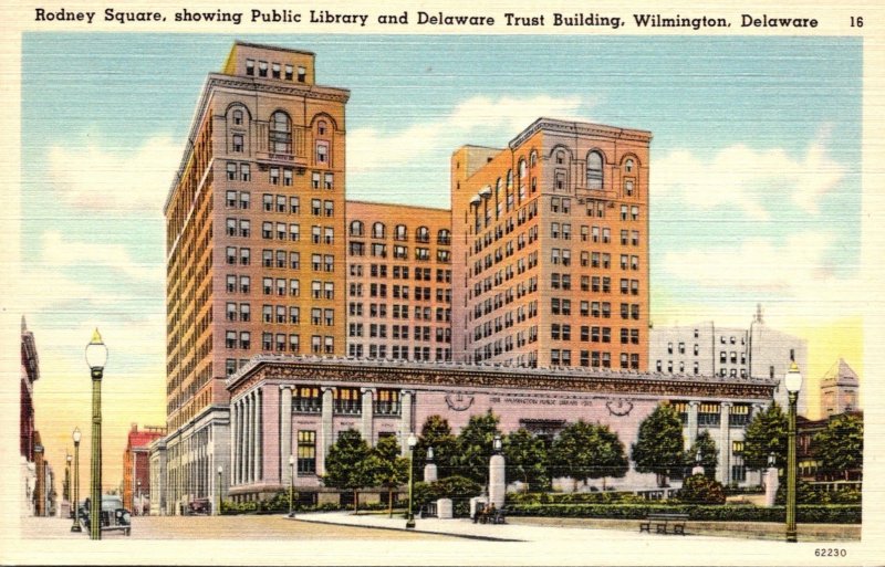 Delaware Wilmington Rodney Square Showing Public Library and Delaware Trust B...