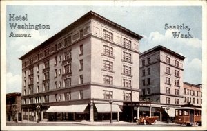 Seattle Washington Hotel Washington Annex Trolley c1900-20s Vintage Postcard