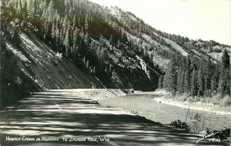 Hoback Canon Highway Jackson Hole Wyoming 1940s Sanborn RPPC Photo Postcard 9170