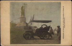 early Oldsmobile Car Auto Andes Mtns Christ Monument c1905 Postcard