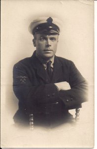 RPPC UK Royal Navy, Officer Portrait, 1914-18, WWI Era, Uniform, Insignia, Hat
