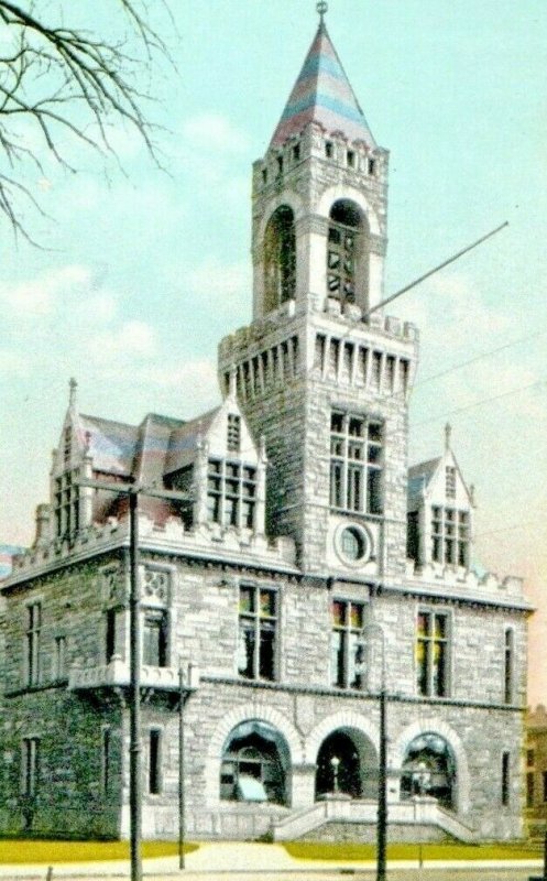 c1910 Court House Street View Car Springfield Massachusetts MA Antique Postcard