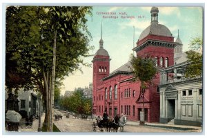 c1910 Convention Hall Building Horse carriage Saratoga Springs New York Postcard