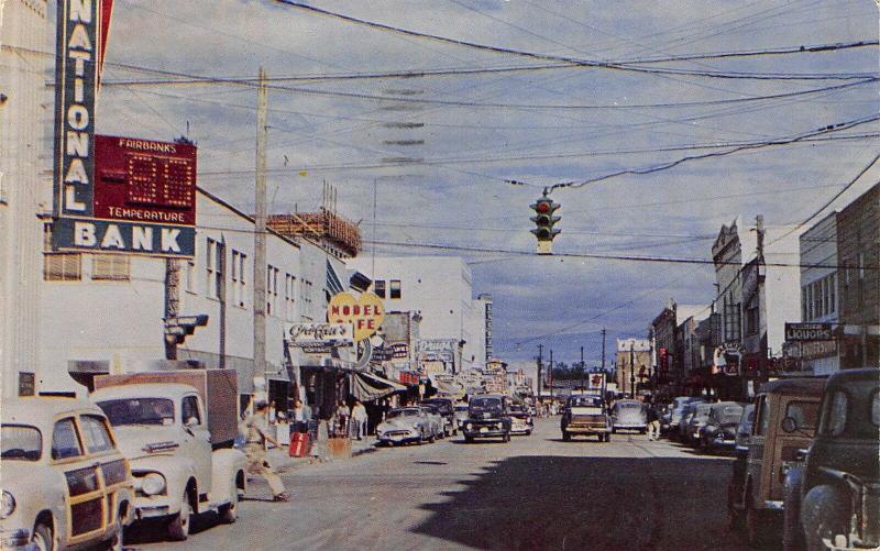 Fairbanks Alaska 1954 Postcard Second Avenue National Bank 