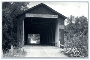 1953 The Old Red Covered Bridge Princeton Illinois RPPC Photo Vintage Postcard