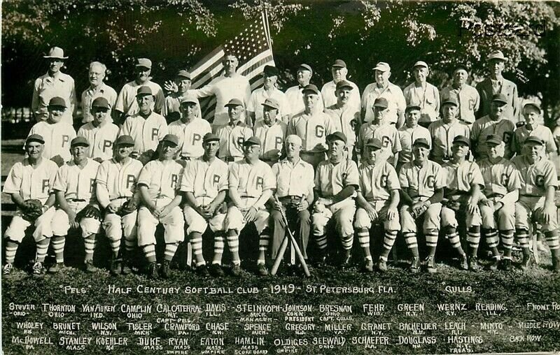 FL, Saint Petersburg, Florida, 1949 Half Century Softball Club, RPPC