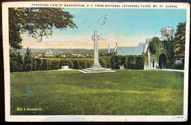 Vintage Postcard 1930 Panorama View National Cathedral St. Albans Washington DC
