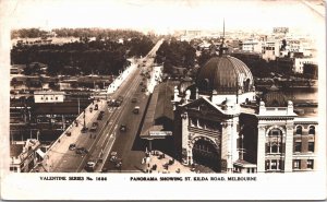 Australia Panorama Showing St Kilda Road Melbourne Vintage RPPC 09.41