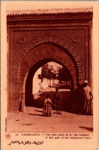 Morocco Casablanca A Fine Gate of the Indigenous Town Vintage Postcard C022