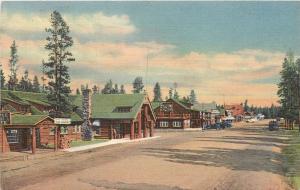 Linen Postcard Street Scene West Yellowstone MT Tepee Hotel Tap Room Gallatin Co