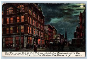 Trenton New Jersey NJ Postcard Corner Warren & State Street Col. Rall 1909 Moon