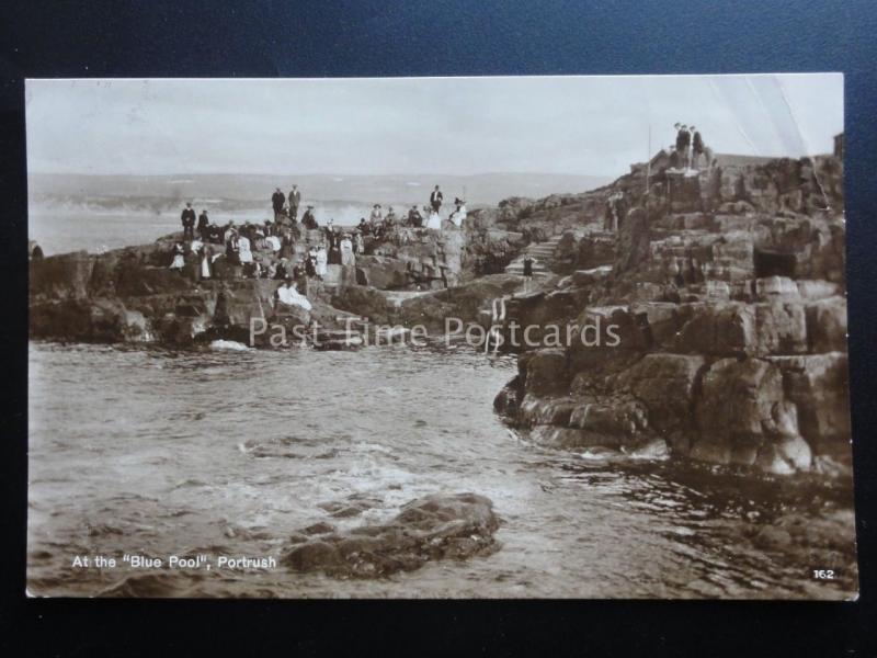 Ireland: Antrim PORTRUSH Divers & Tourists at the BLUE POOL c1929 RP Postcard