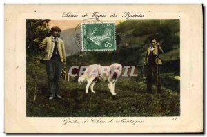 Old Postcard Mountaineering Guides and Pyrenees mountain dog