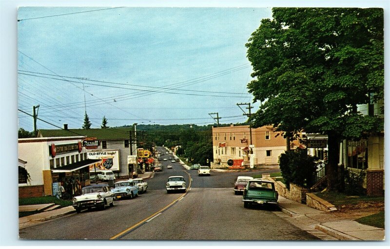 Sister Bay Wisconsin WI Main Street View Rexall Drugs Vintage Postcard E40