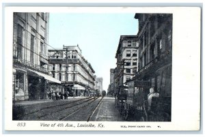 c1905's View Of 4th Avenue Railway Horse Carriage Louisville Kentucky Postcard