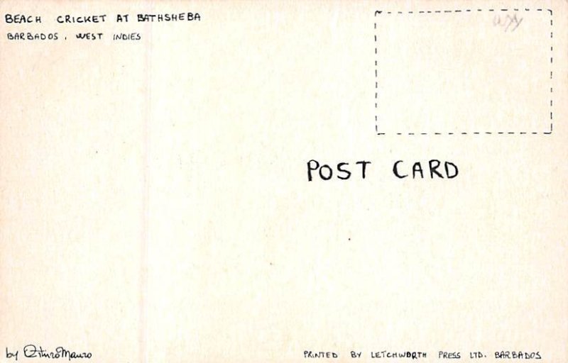 Beach Cricket Bathsheba Barbados West Indies Unused 