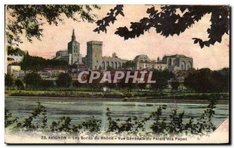 Postcard Old Avignon Les Bords du Rhone Vue Generale du Palais des Papes