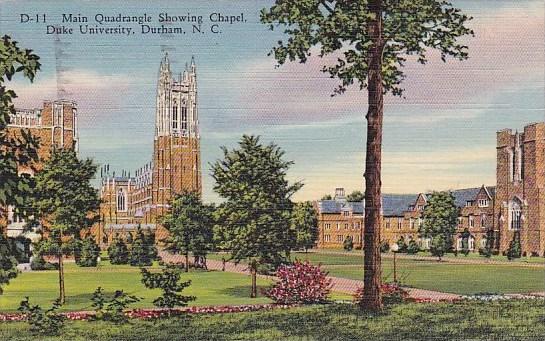 North Carolina Durham Main Quadrangle Showing Chapel Duke Universiy 1943