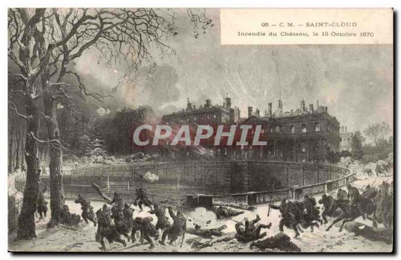 Saint Cloud Postcard Ancient castle Fire October 13, 1870
