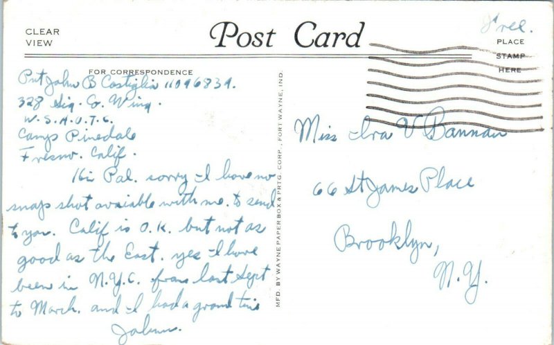 1920s Memorial Auditorium Fresno California Wayne Paper Postcard