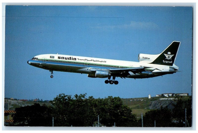 1988 Saudia HZ-AHJ c/n 193S-1161 Airplane at Madrid Barajas Vintage Postcard