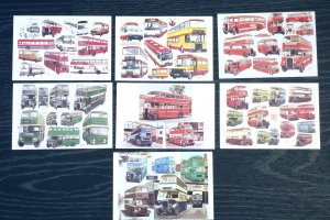 bu049 - 7 artist postcards of Buses by G S Cooper - Mint Condition