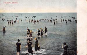 BATHING BEACH~TYPICAL ATTIRE FOR THE PERIOD~GREETING POSTCARD 1900s