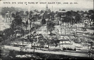 SALEM MA Bird's Eye View of Ruins GREAT SALEM FIRE DISASTER c1910 Postcard