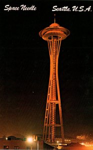 Washington Seattle The Space Needle At Night