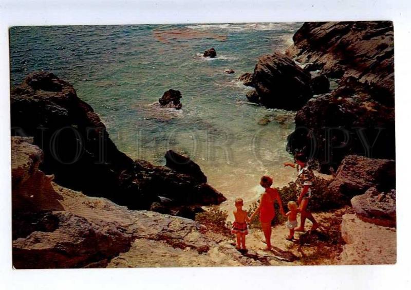 206406 BERMUDA Amid Rocks Vintage photo postcard