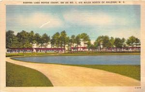 Raleigh North Carolina 1940s Postcard Samyra Lake Motor Court Motel on US 1