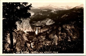 RPPC High Sierras - Vernal and Nevada Falls - Unused 1920s DOPS Postcard