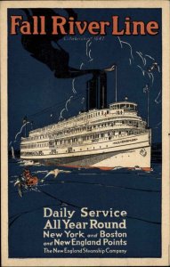 Massachusetts Fall River Line Steamer Steamship Advertising c1910 Postcard