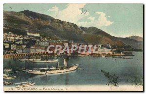 Old postcard Monte Carlo View of Monaco Boat Sailboat