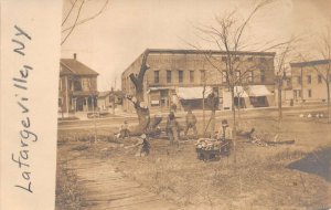 Lafargeville New York Cutting Tree Walrath Snell Store Real Photo PC AA84014