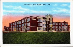 High School East Wichita Kansas Linen Postcard C039