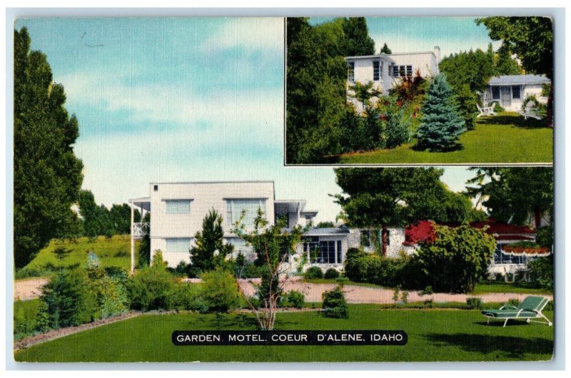 Coeur d'Alene Idaho ID Postcard Garden Motel Exterior Multiview c1940 Vintage