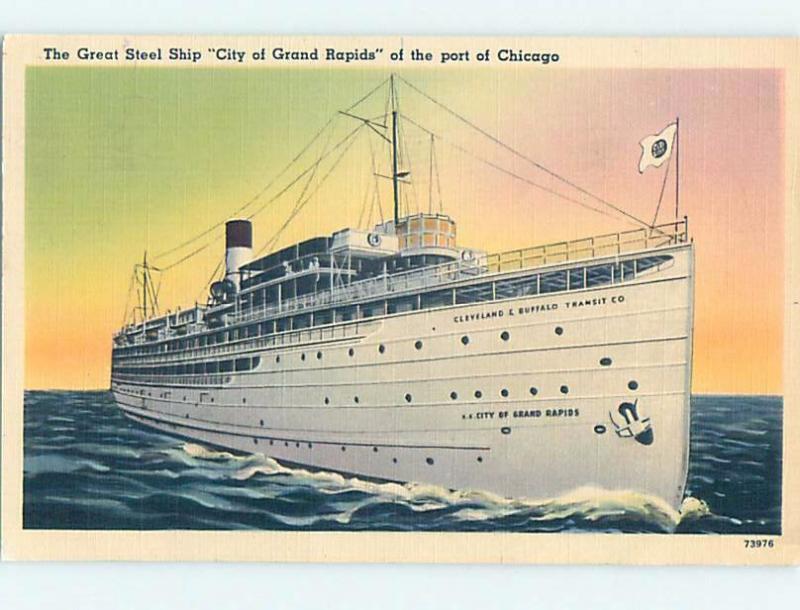 Linen GREAT STEEL SHIP IN THE PORT Chicago Illinois IL hp8398