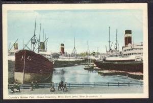 Ocean Steamers Port West Saint John NB Canada Postcard 4177