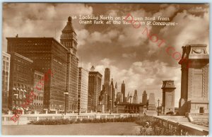 c1930s Chicago Michigan Blvd RPPC North Grant Park Van Buren Photo Souvenir A13