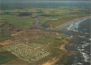 Northumberland Postcard -Aerial View of Amble and Warkworth on The River RR23585
