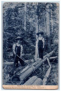 1910 Logging Clearing The Homestead For Father Frank Palmer Spokane WA Postcard