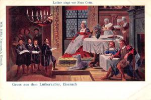 Eisenach Germany Luther Singing for Ursula Cotta Antique Postcard J42098