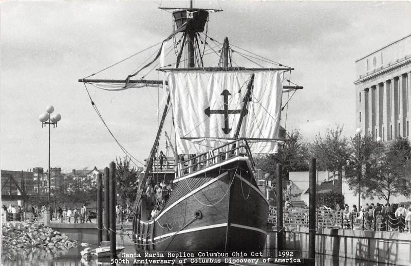 D60/ Columbus Ohio Real Photo RPPC Postcard 1992 Santa Maria Ship Replica 500th