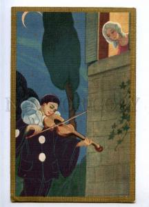 190054 PIERROT w/ Violin by CHIOSTRI Vintage ART DECO #212 PC