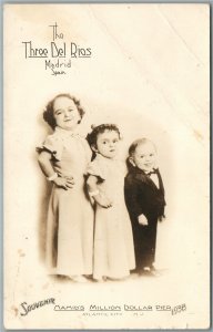 ATLANTIC CITY NJ MIDGET TRIO THREE DEL RIOS ANTIQUE REAL PHOTO POSTCARD RPPC