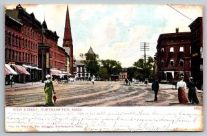 1906  Northampton  Massachusetts  Main Street  Postcard