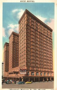 Vintage Postcard Rice Hotel Modern Rooms Houston's Convention Hotel Texas TX