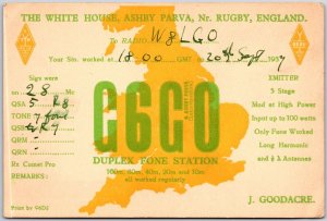 QSL Radio Card C6GO Rugby England Amateur Radio Station Postcard